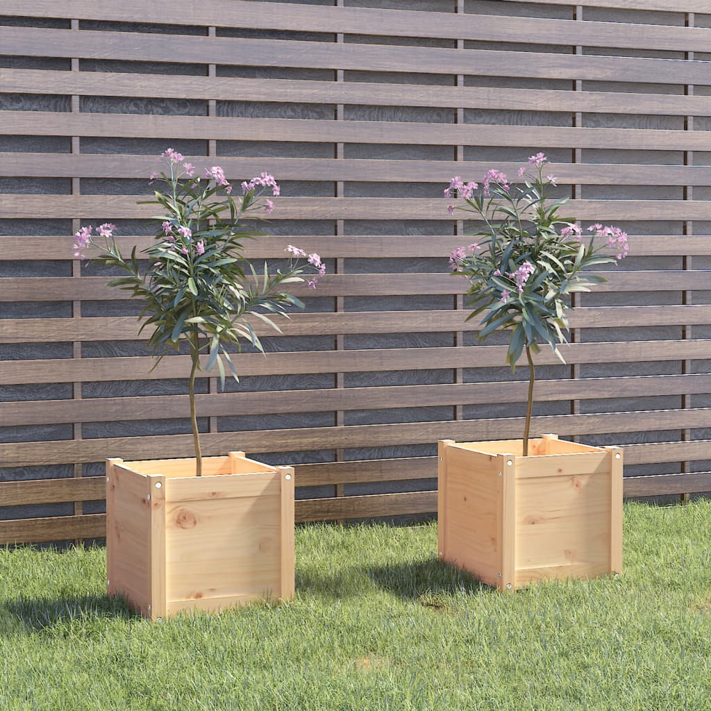 Garden Planters 2 pcs 40x40x40 cm Solid Pinewood