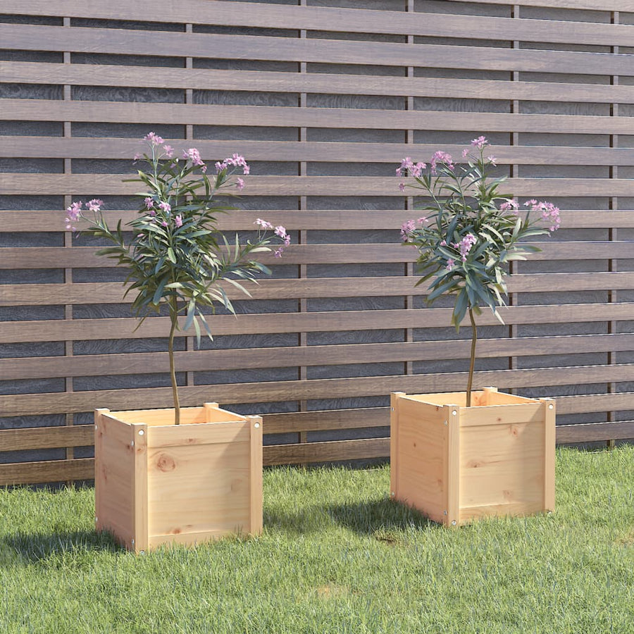 Garden Planters 2 pcs 40x40x40 cm Solid Pinewood