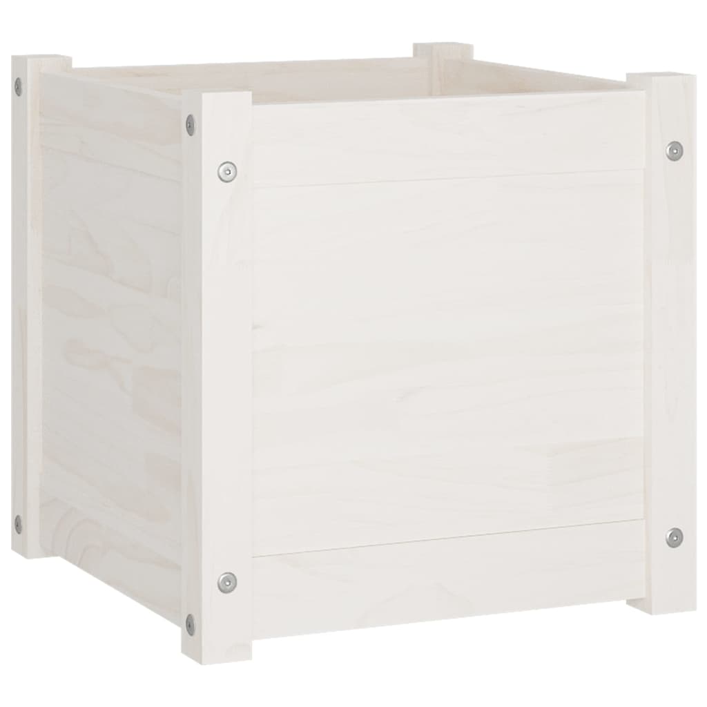 Garden Planter White 40x40x40 cm Solid Pinewood