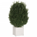 Garden Planter White 40x40x40 cm Solid Pinewood - Side View