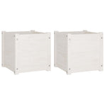 Garden Planters 2 pcs White 40x40x40 cm Solid Pinewood