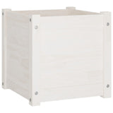 Garden Planters 2 pcs White 40x40x40 cm Solid Pinewood - Side View