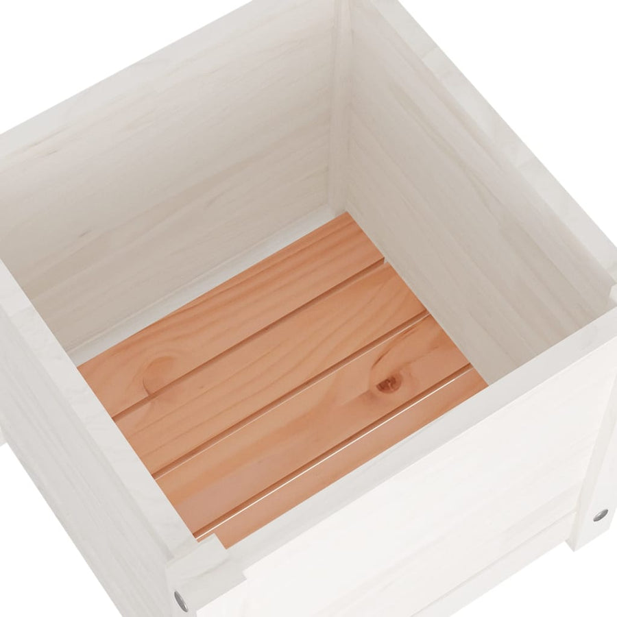 Garden Planters 2 pcs White 40x40x40 cm Solid Pinewood