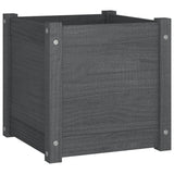 Garden Planter Grey 40x40x40 cm Solid Pinewood - Front View