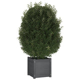 Garden Planter Grey 40x40x40 cm Solid Pinewood - Side View