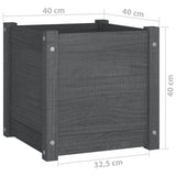 Garden Planter Grey 40x40x40 cm Solid Pinewood - Low Angle