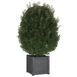 Garden Planters 2 pcs Grey 40x40x40 cm Solid Pinewood - Side View