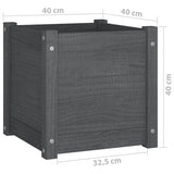 Garden Planters 2 pcs Grey 40x40x40 cm Solid Pinewood - Extra Image
