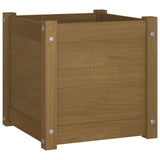 Garden Planter Honey Brown 40x40x40 cm Solid Pinewood - Front View