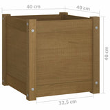 Garden Planter Honey Brown 40x40x40 cm Solid Pinewood - Low Angle