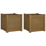 Garden Planters 2 pcs Honey Brown 40x40x40 cm Solid Pinewood