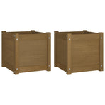 Garden Planters 2 pcs Honey Brown 40x40x40 cm Solid Pinewood