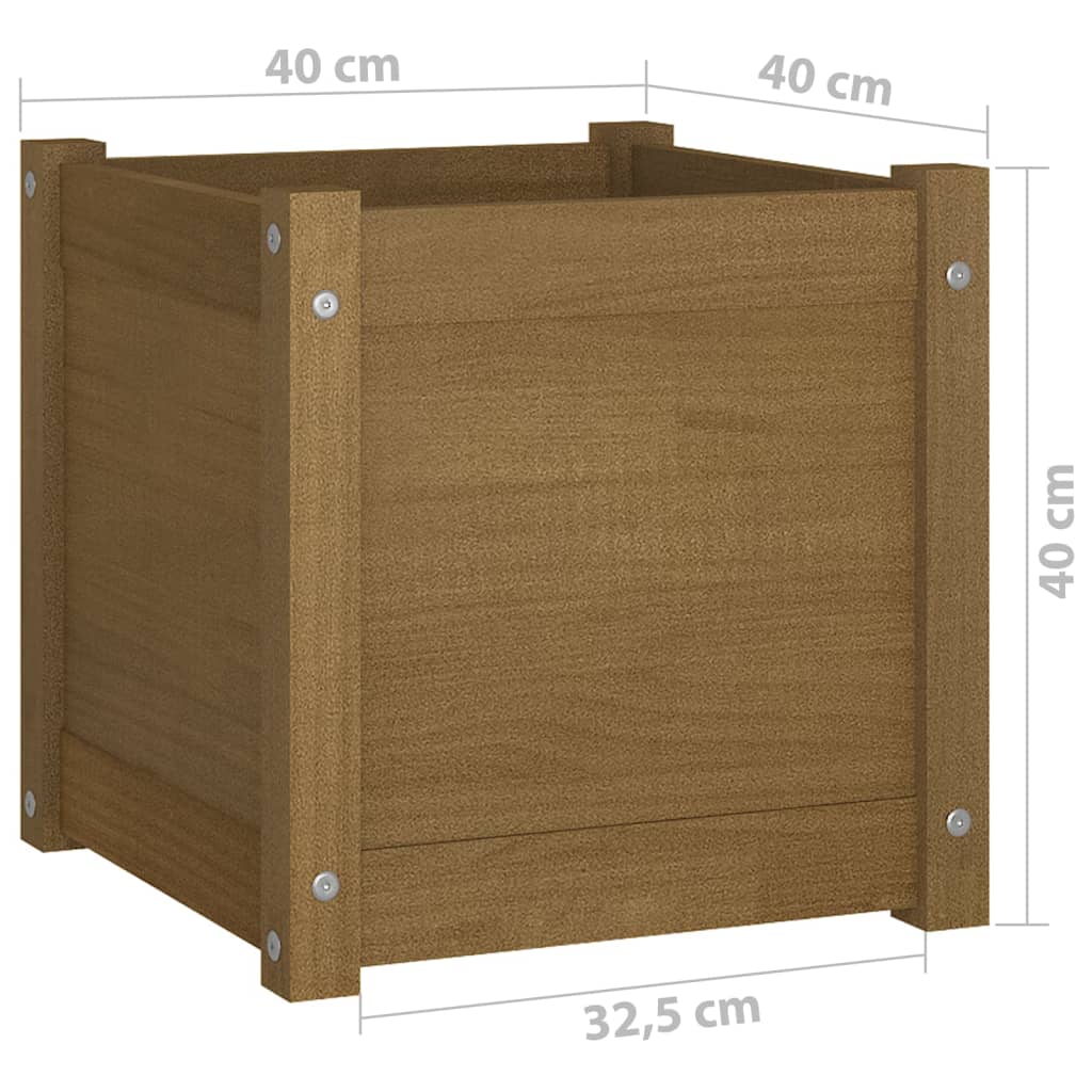 Garden Planters 2 pcs Honey Brown 40x40x40 cm Solid Pinewood