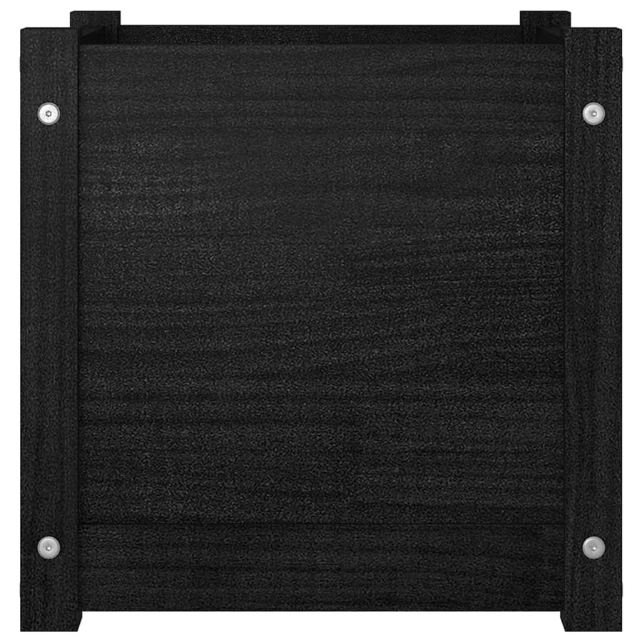 Garden Planters 2 pcs Black 40x40x40 cm Solid Pinewood