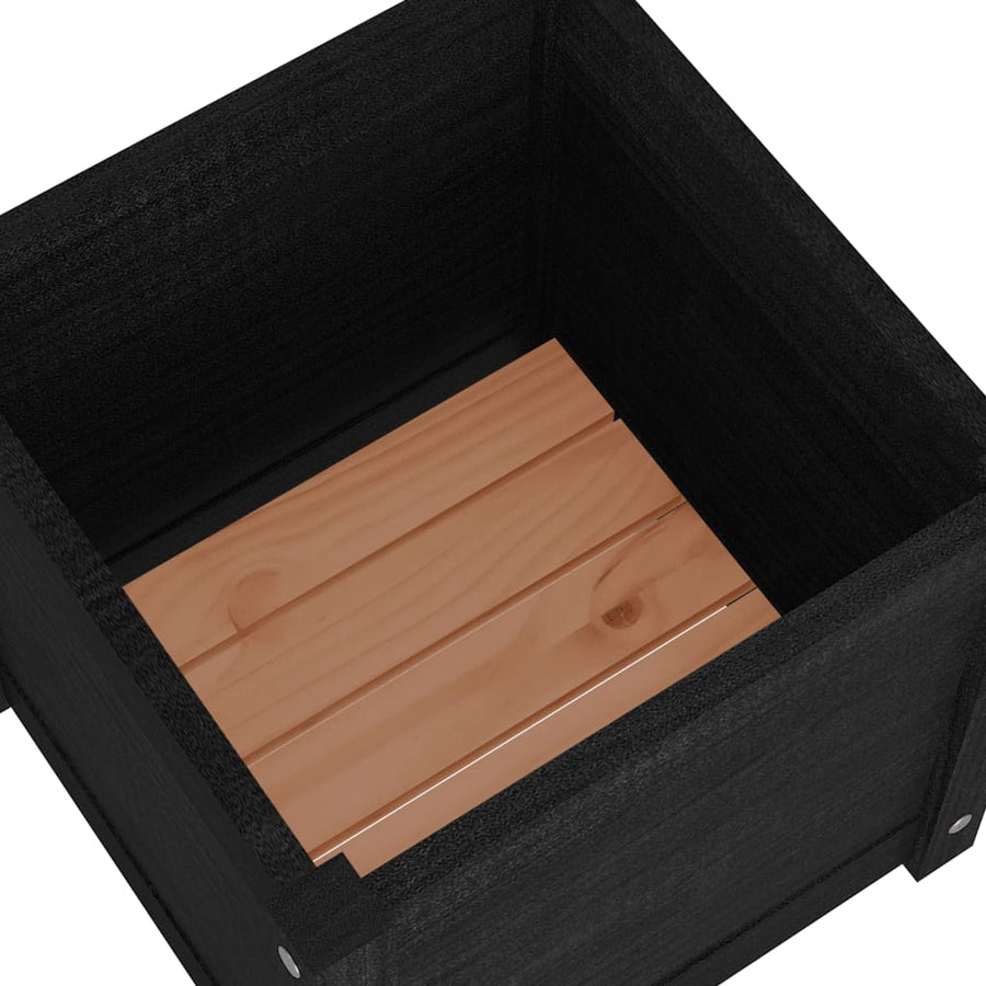 Garden Planters 2 pcs Black 40x40x40 cm Solid Pinewood