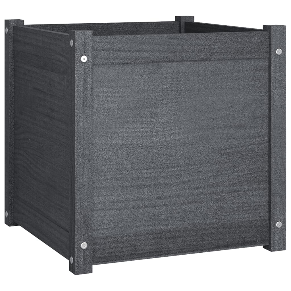 Garden Planter Grey 50x50x50 cm Solid Pinewood