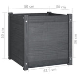 Garden Planter Grey 50x50x50 cm Solid Pinewood - Low Angle