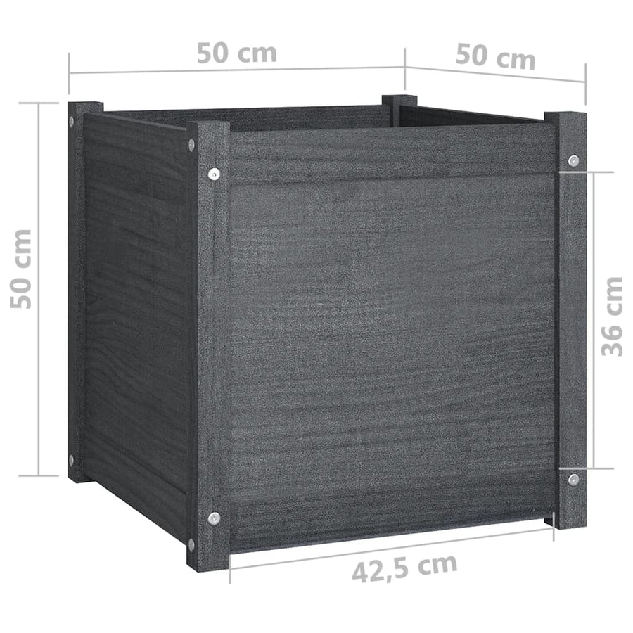 Garden Planter Grey 50x50x50 cm Solid Pinewood