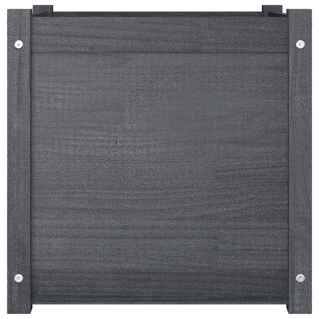 Garden Planters 2 pcs Grey 50x50x50 cm Solid Pinewood
