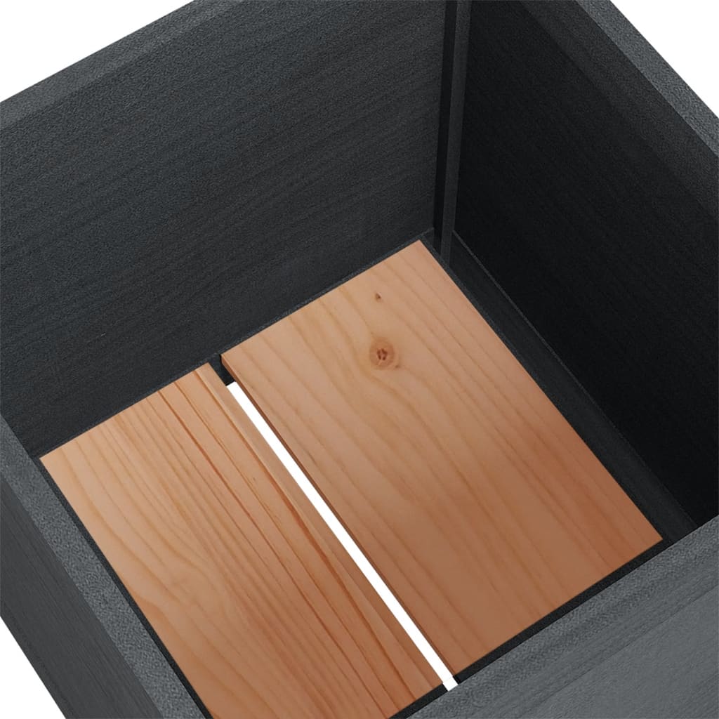 Garden Planters 2 pcs Grey 50x50x50 cm Solid Pinewood