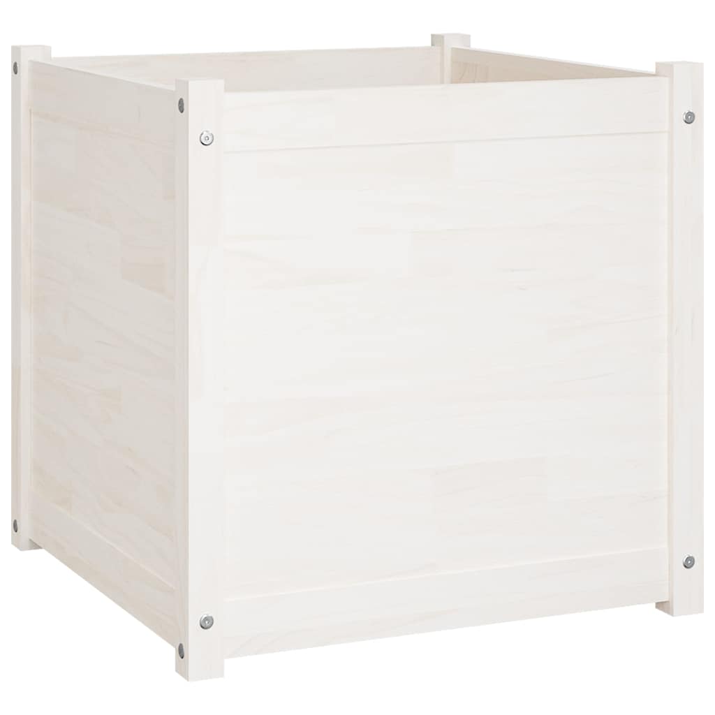Garden Planters 2 pcs White 60x60x60 cm Solid Wood Pine