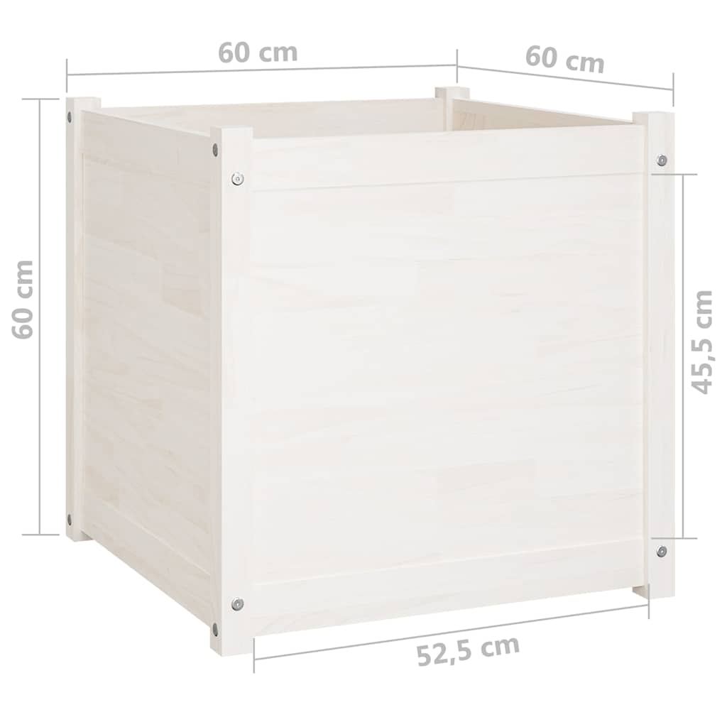 Garden Planters 2 pcs White 60x60x60 cm Solid Wood Pine