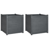 Garden Planters 2 pcs Grey 60x60x60 cm Solid Pinewood
