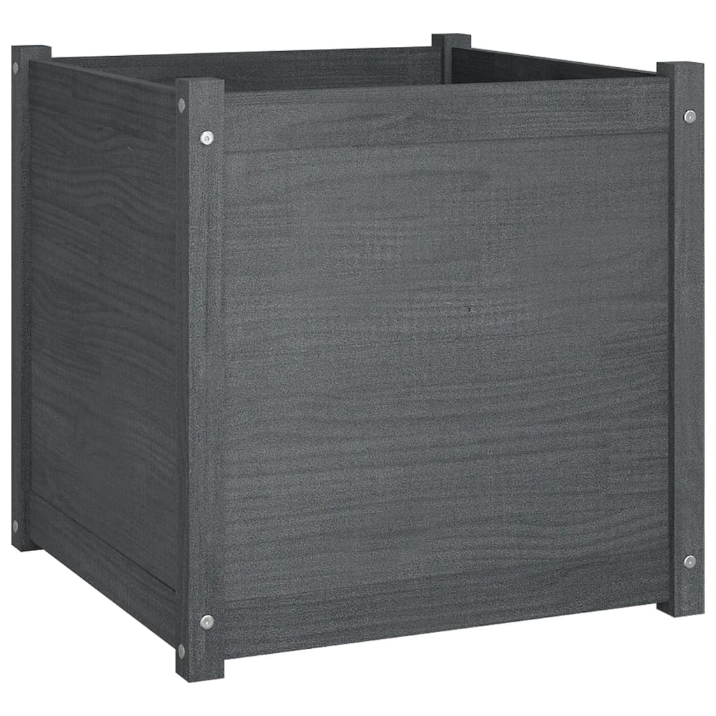 Garden Planters 2 pcs Grey 60x60x60 cm Solid Pinewood