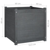 Garden Planters 2 pcs Grey 60x60x60 cm Solid Pinewood
