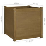 Garden Planter Honey Brown 60x60x60 cm Solid Pinewood - Low Angle