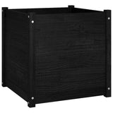 Garden Planter Black 60x60x60 cm Solid Pinewood - Front View