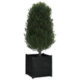 Garden Planter Black 60x60x60 cm Solid Pinewood - Close-Up Angle