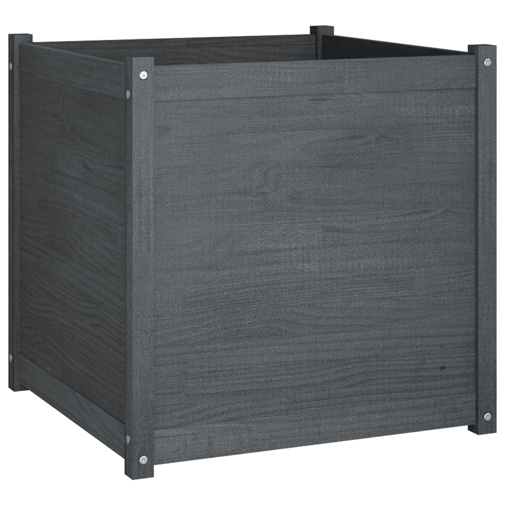 Garden Planter Grey 70x70x70 cm Solid Pinewood