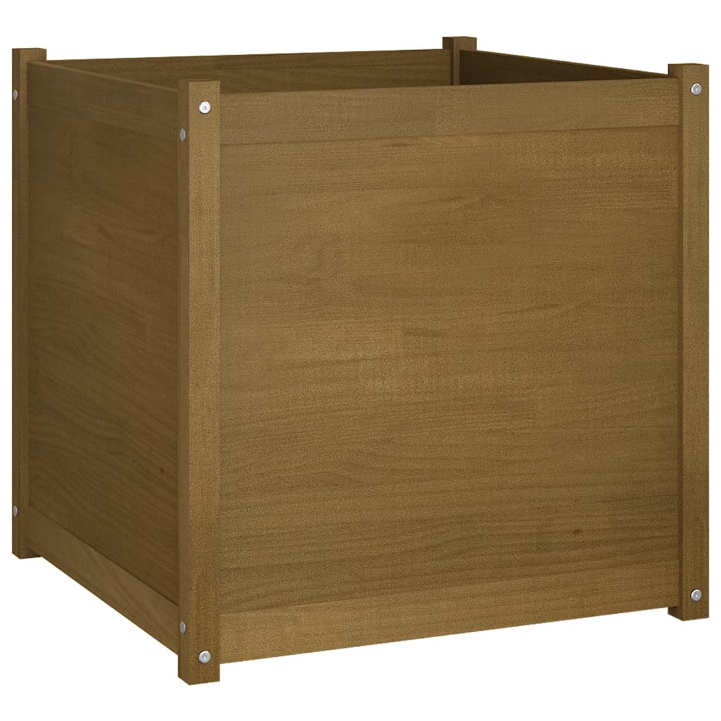 Garden Planter Honey Brown 70x70x70 cm Solid Pinewood