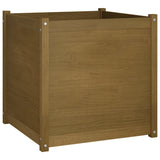 Garden Planter Honey Brown 70x70x70 cm Solid Pinewood - Front View
