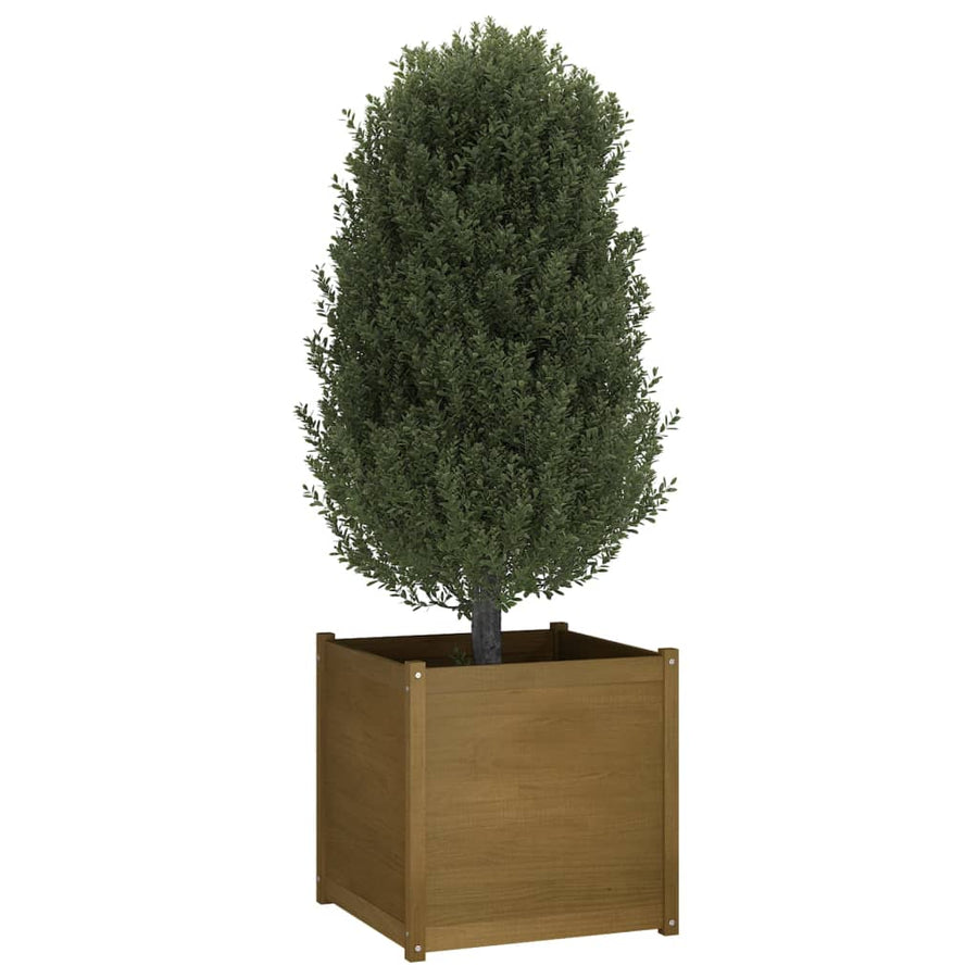 Garden Planter Honey Brown 70x70x70 cm Solid Pinewood