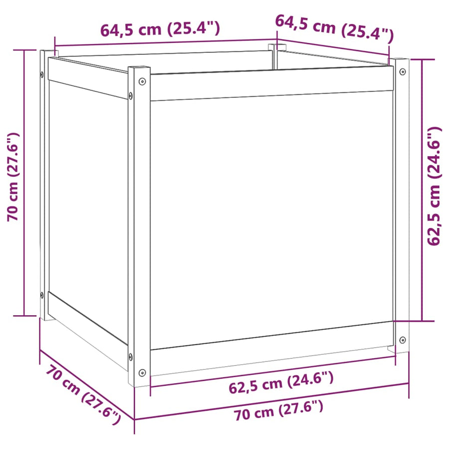 Garden Planter Honey Brown 70x70x70 cm Solid Pinewood