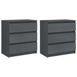 Bedside Cabinets 2 pcs Grey 60x36x64 cm Solid Wood Pine