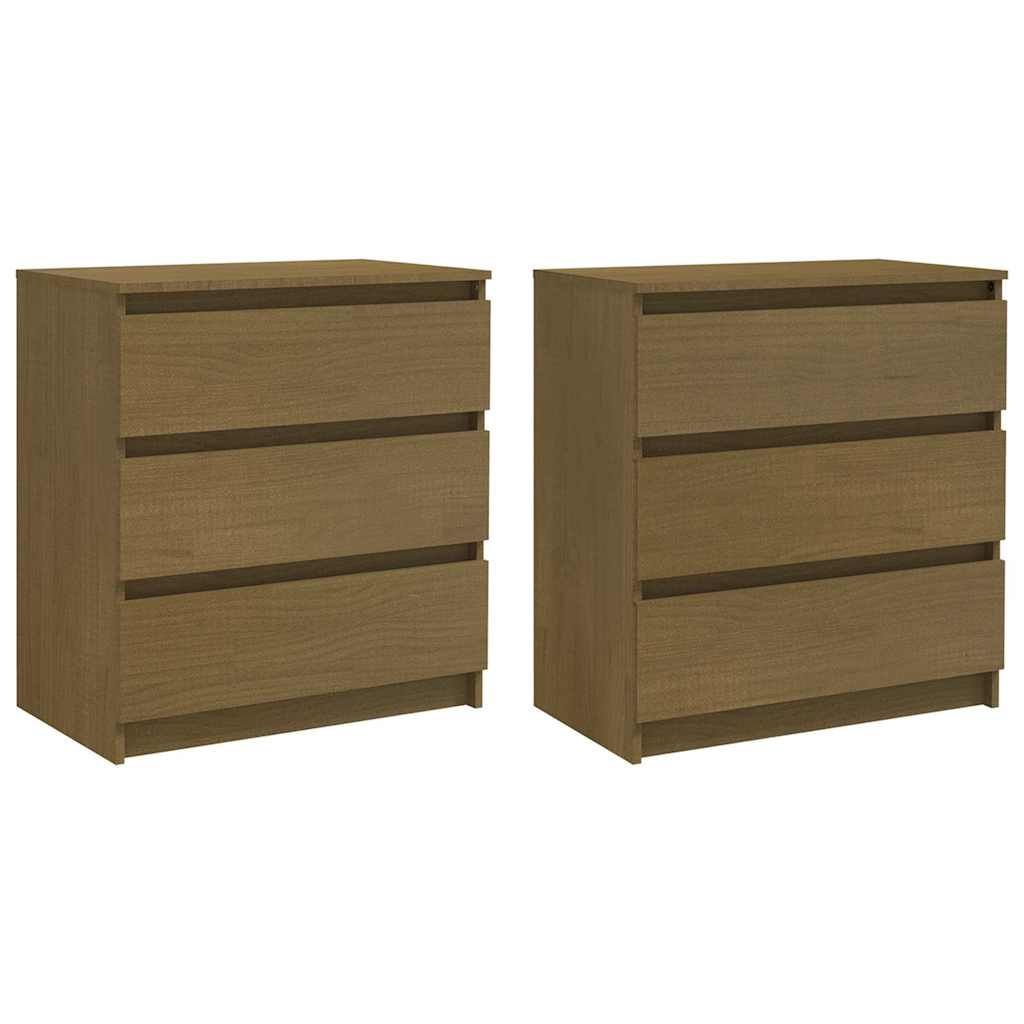 Bedside Cabinets 2 pcs Honey Brown 60x36x64 cm Solid Wood Pine