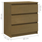 Bedside Cabinets 2 pcs Honey Brown 60x36x64 cm Solid Wood Pine - Extra Image