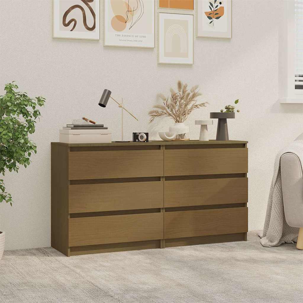 Bedside Cabinets 2 pcs Honey Brown 60x36x64 cm Solid Wood Pine