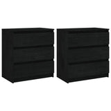 Bedside Cabinets 2 pcs Black 60x36x64 cm Solid Pinewood