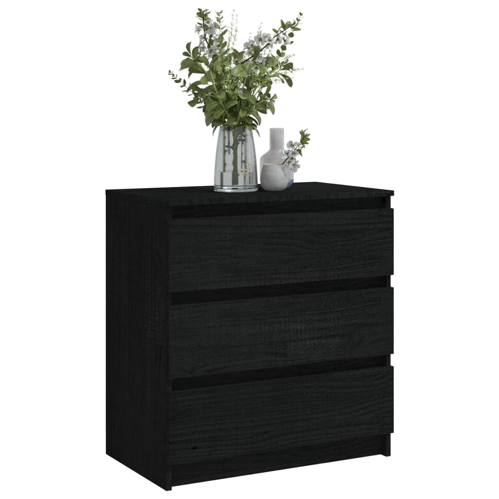 Bedside Cabinets 2 pcs Black 60x36x64 cm Solid Pinewood