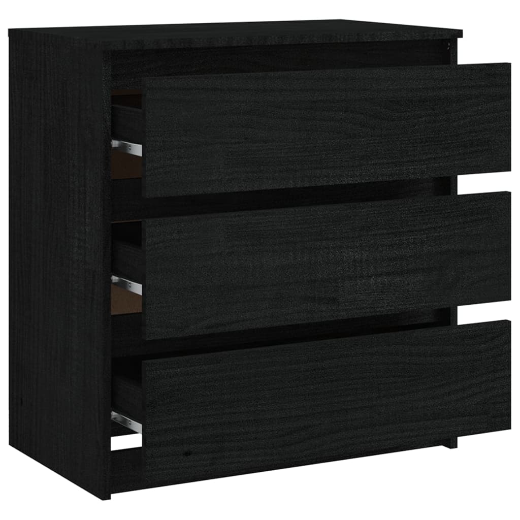 Bedside Cabinets 2 pcs Black 60x36x64 cm Solid Pinewood