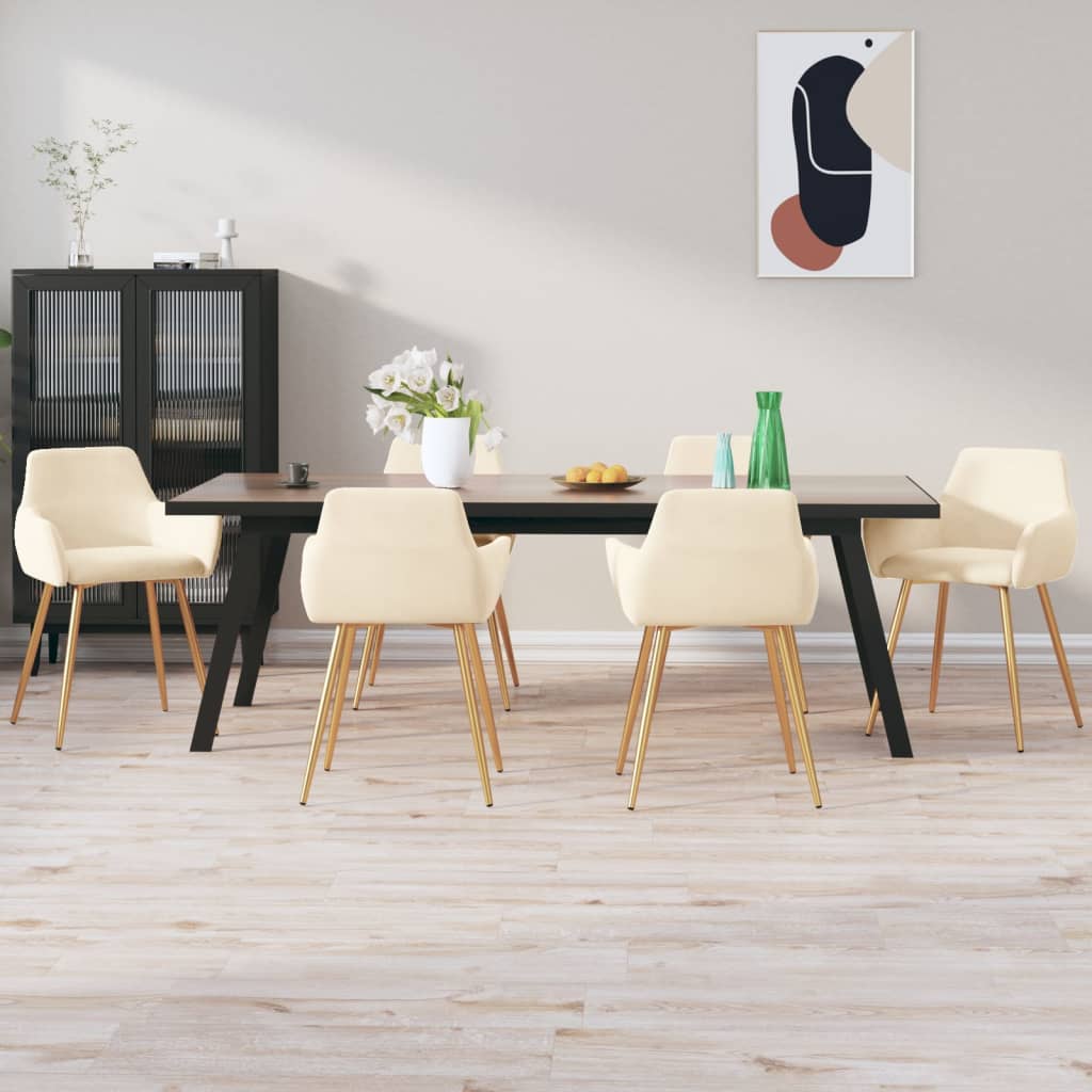 Dining Chairs 6 pcs Cream Velvet