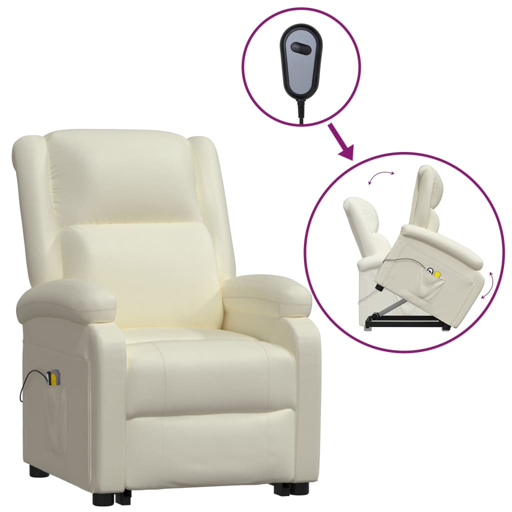 Stand up Massage Chair Cream Faux Leather