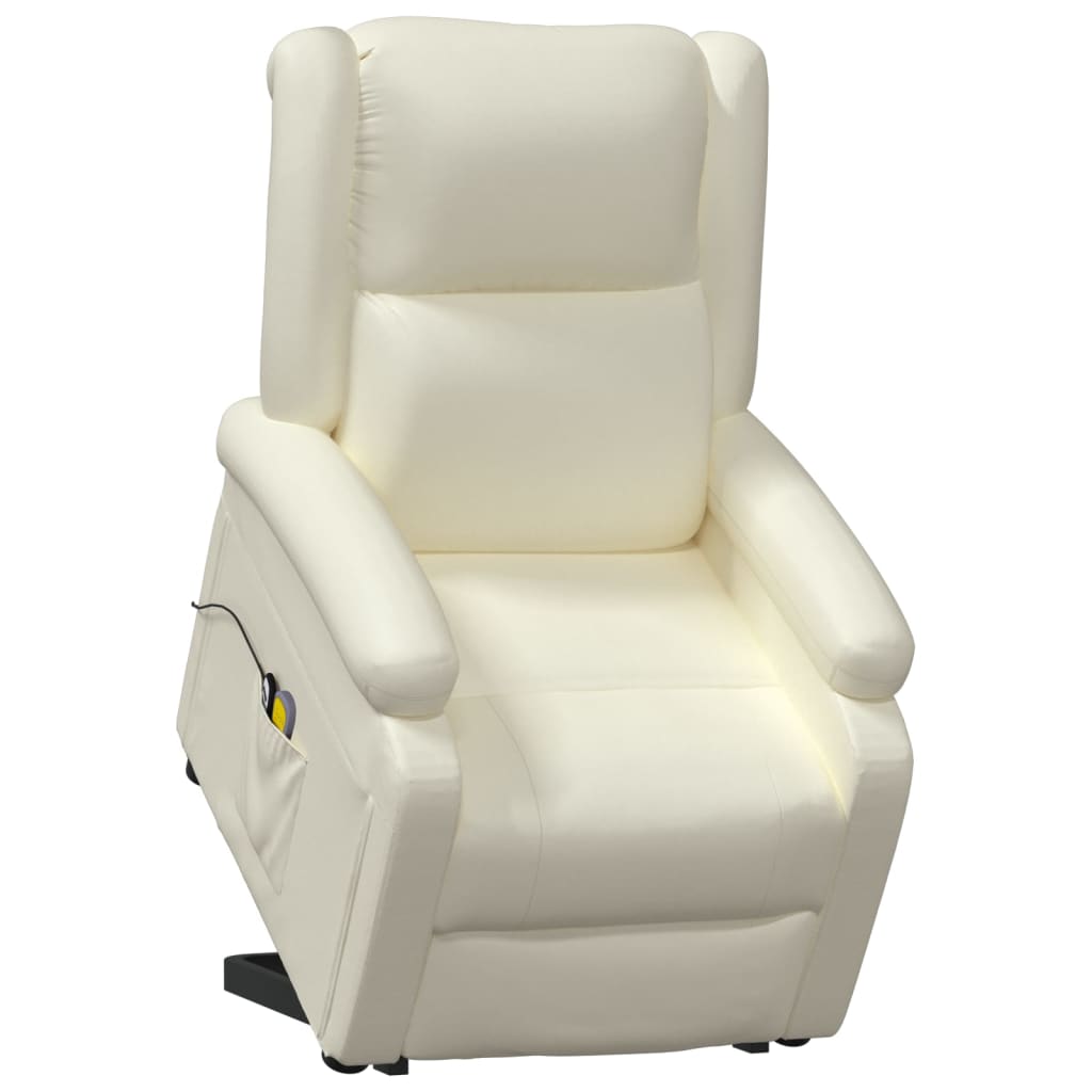 Stand up Massage Chair Cream Faux Leather