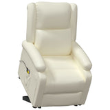 Stand up Massage Chair Cream Faux Leather - Close-Up Angle