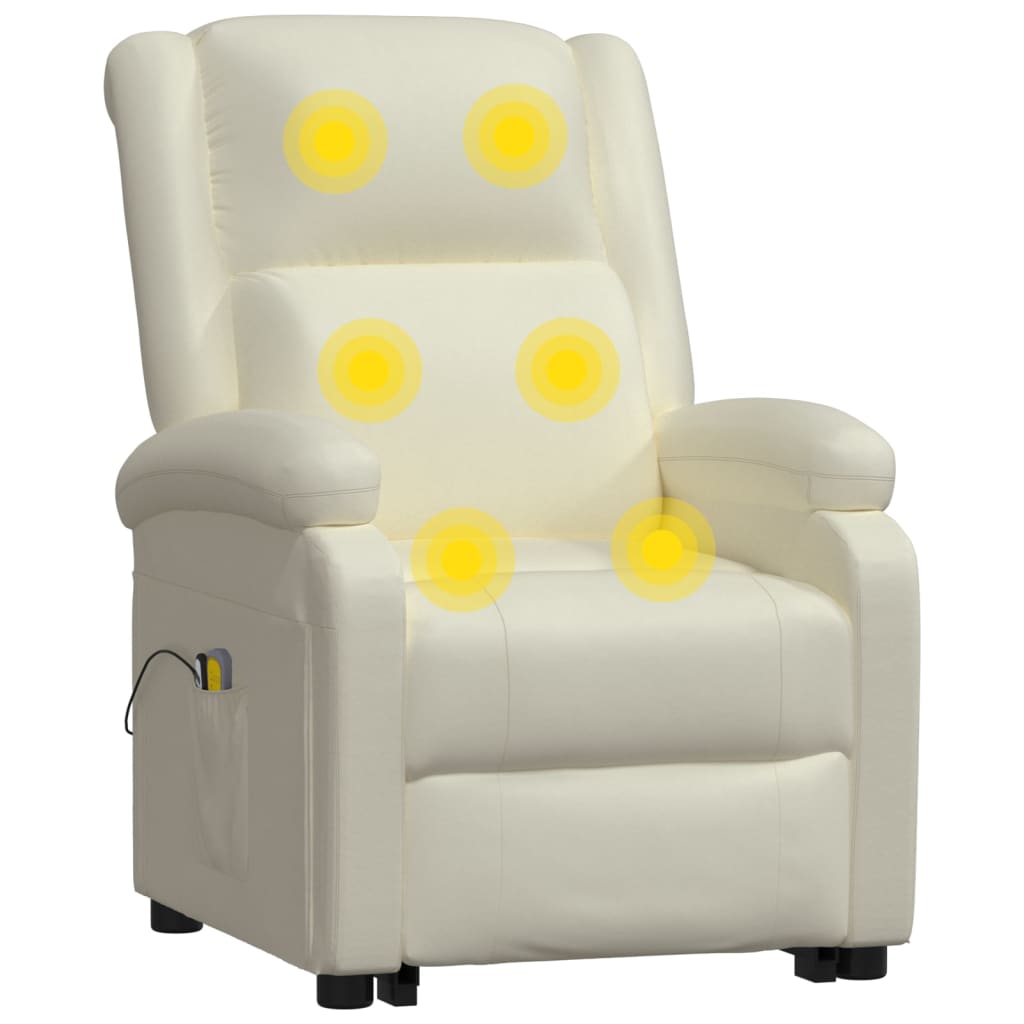 Stand up Massage Chair Cream Faux Leather