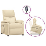 Stand up Recliner Chair Cream Fabric